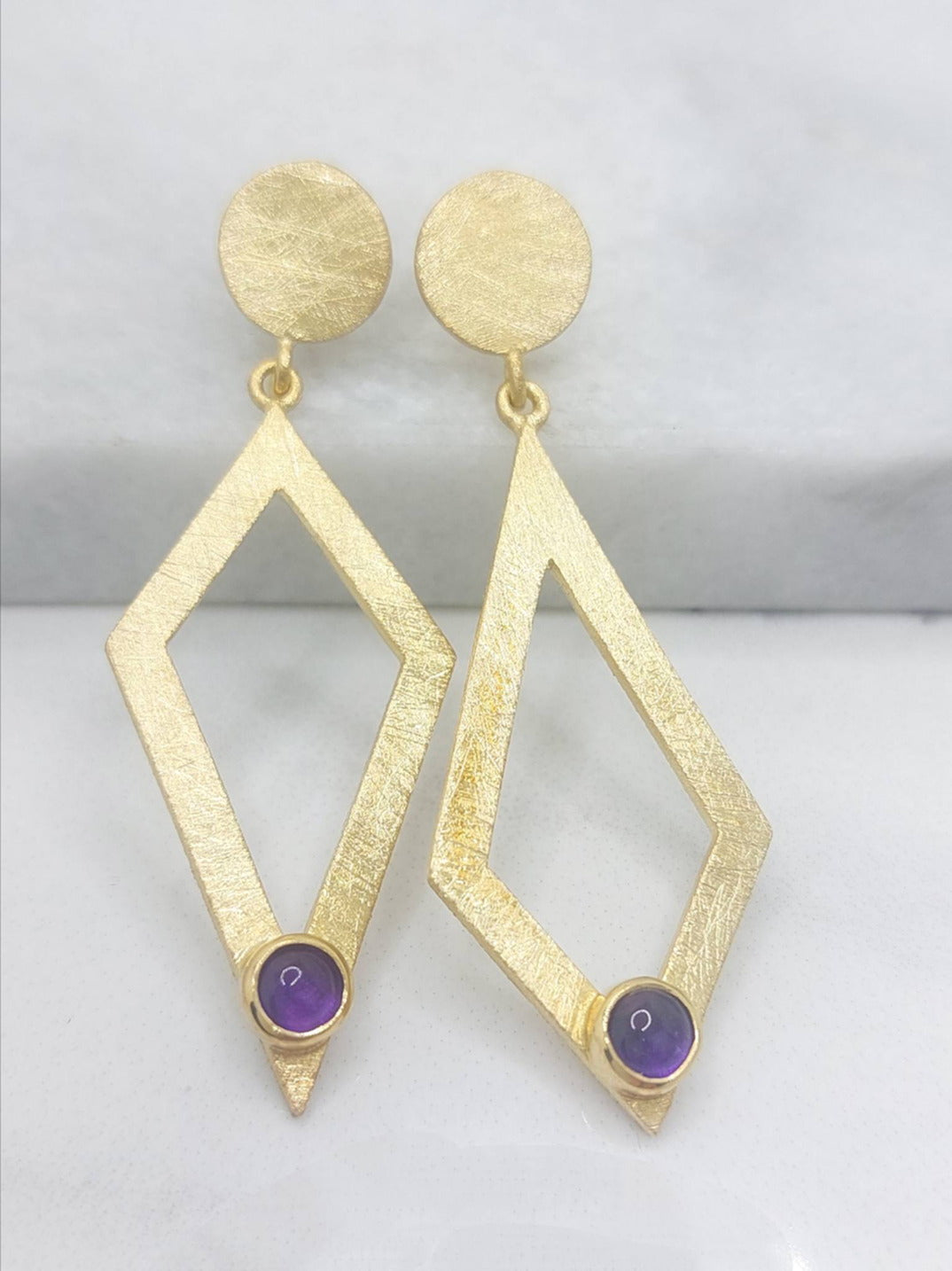 Rhomb Drop Earrinngs - Amethyst