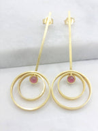 Double Circle Earrings - Garnet