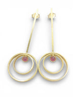 Double Circle Earrings - Garnet