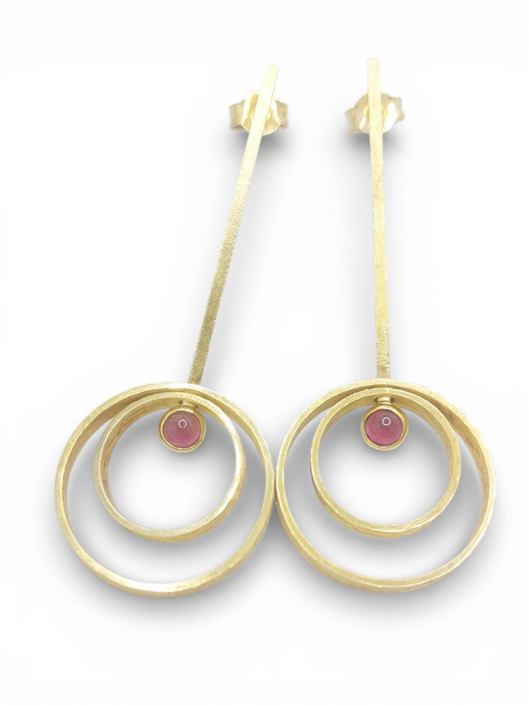 Double Circle Earrings - Garnet