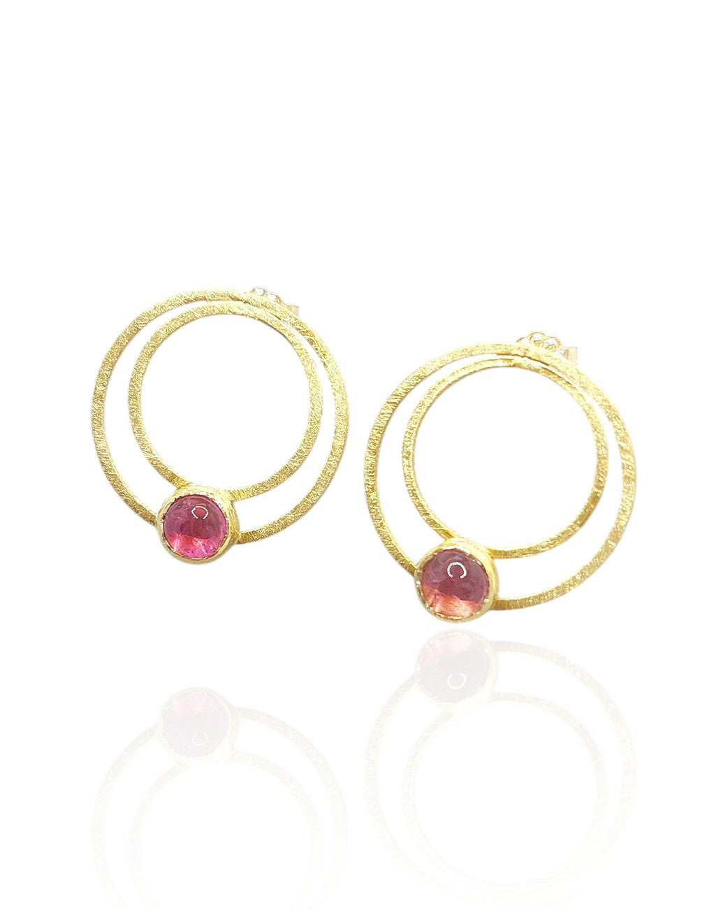 Pink Tourmaline Circle Earrings