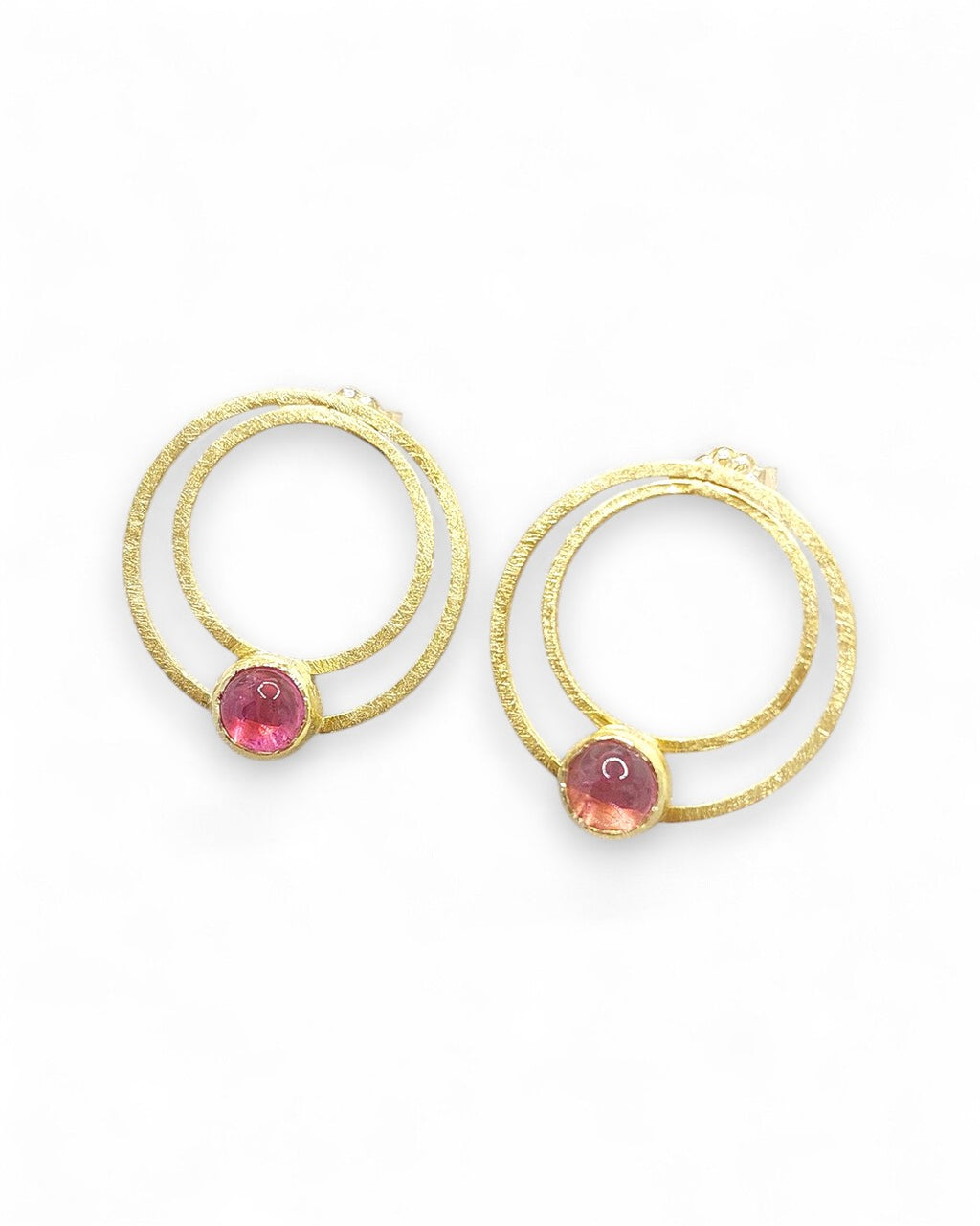 Pink Tourmaline Circle Earrings