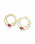 Pink Tourmaline Circle Earrings