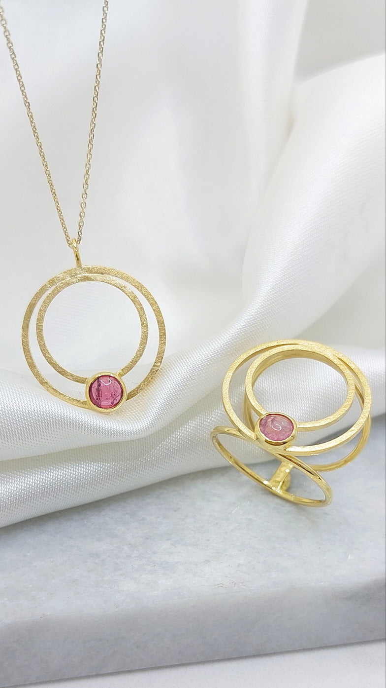 Pink Tourmaline Double Circle