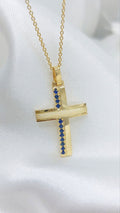Solid Gold cross with Sapphires
