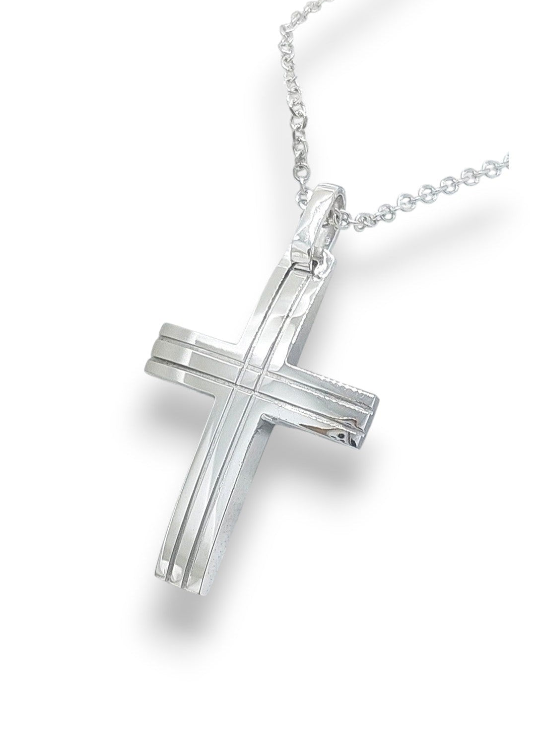 Men's Gold Cross – 14k / 18k White Gold