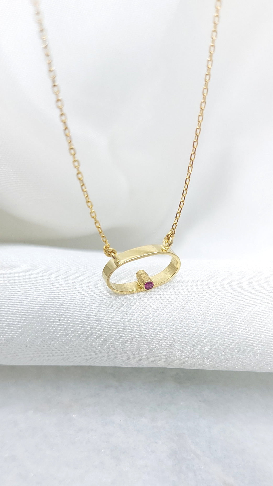 14k Minimalist oval Necklace