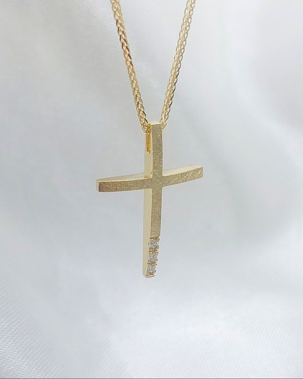 Minimal Diamond Cross Pendant