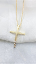 Minimal Diamond Cross Pendant