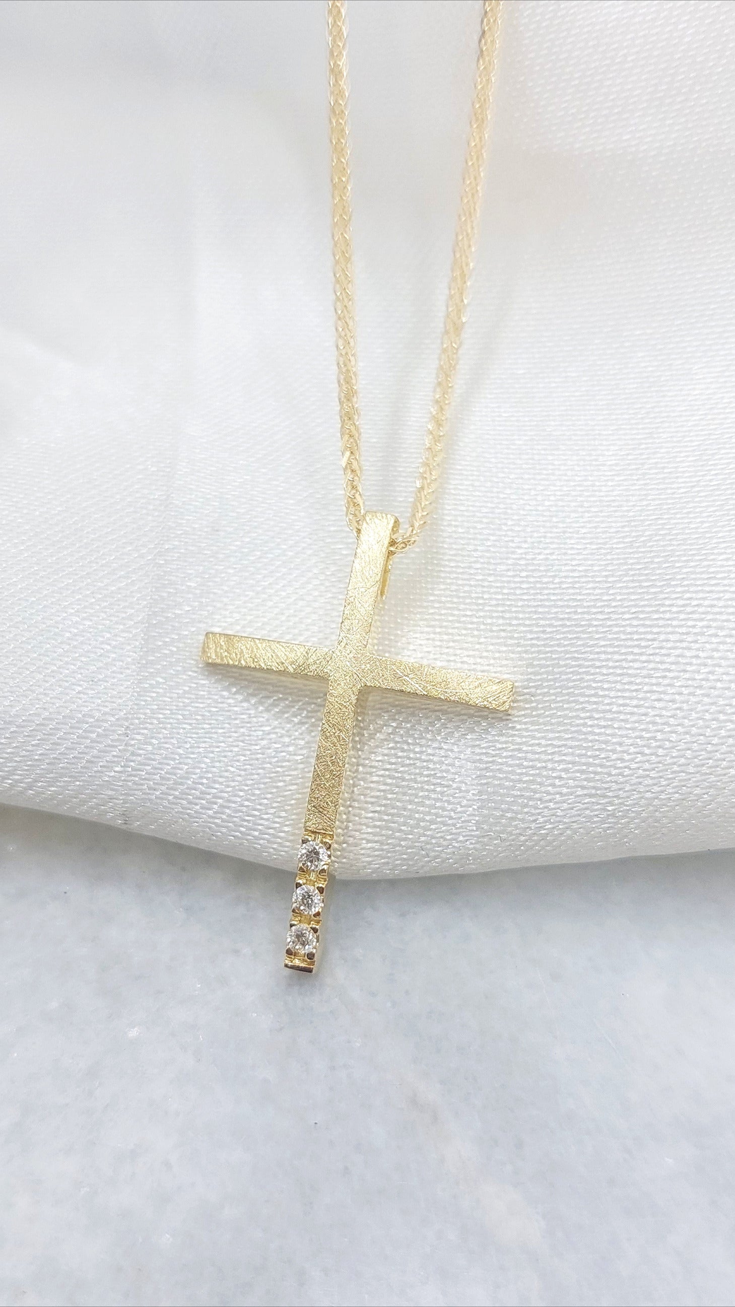Minimal Diamond Cross Pendant