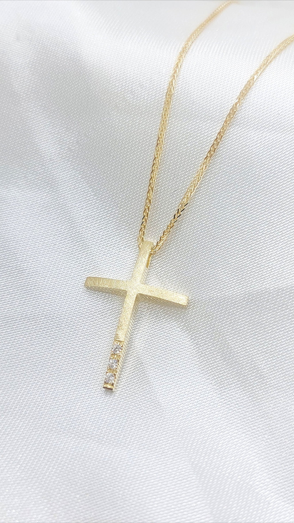 Minimal Diamond Cross Pendant