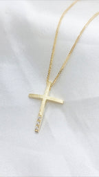 Minimal Diamond Cross Pendant