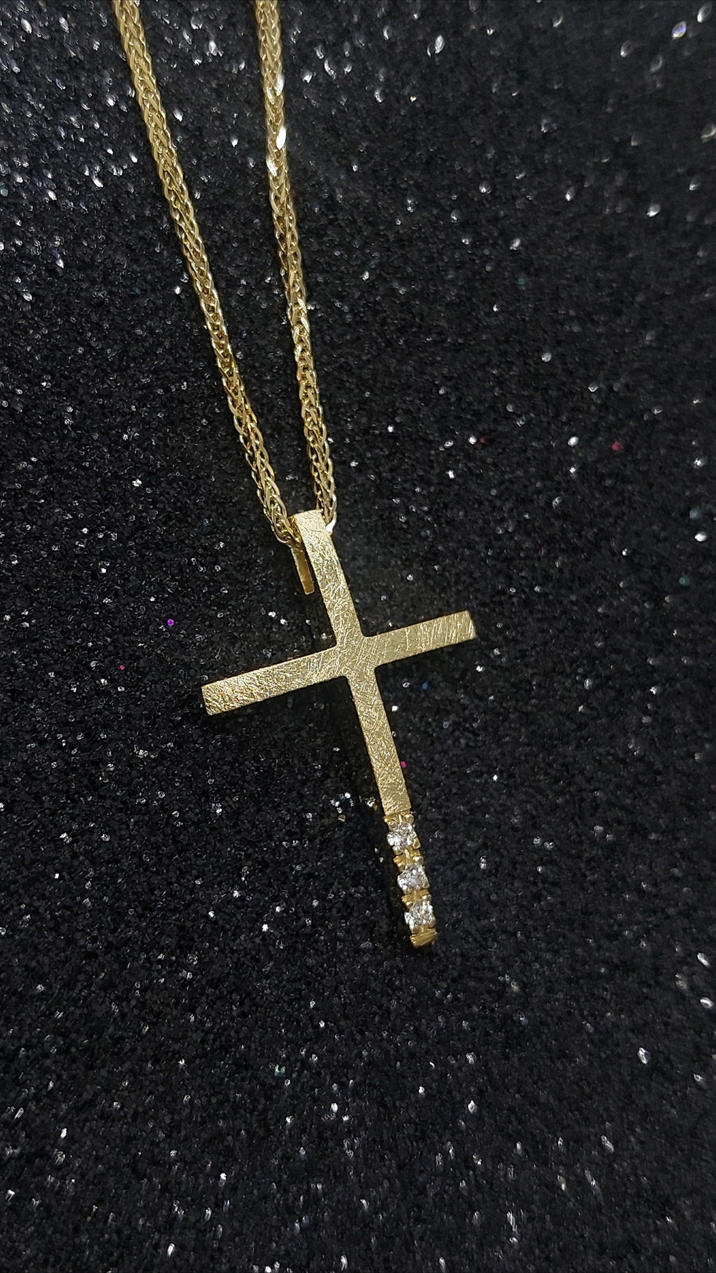 Minimal Diamond Cross Pendant
