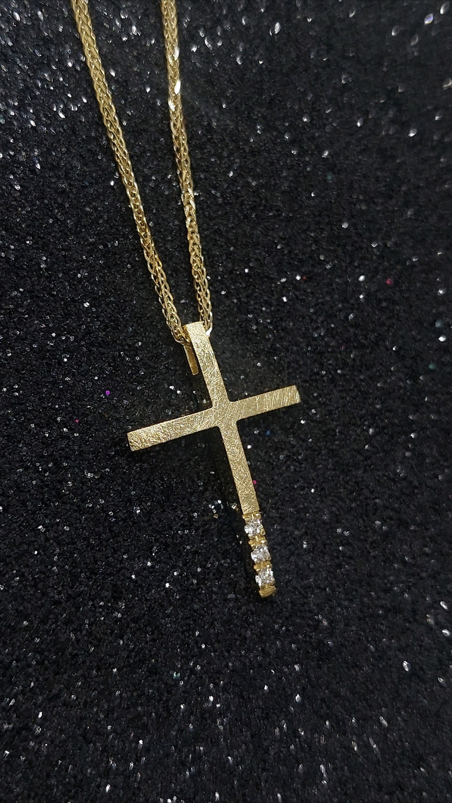 Minimal Diamond Cross Pendant