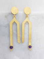 Line Drop Earrings - Amethyst