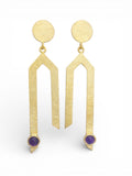 Line Drop Earrings - Amethyst