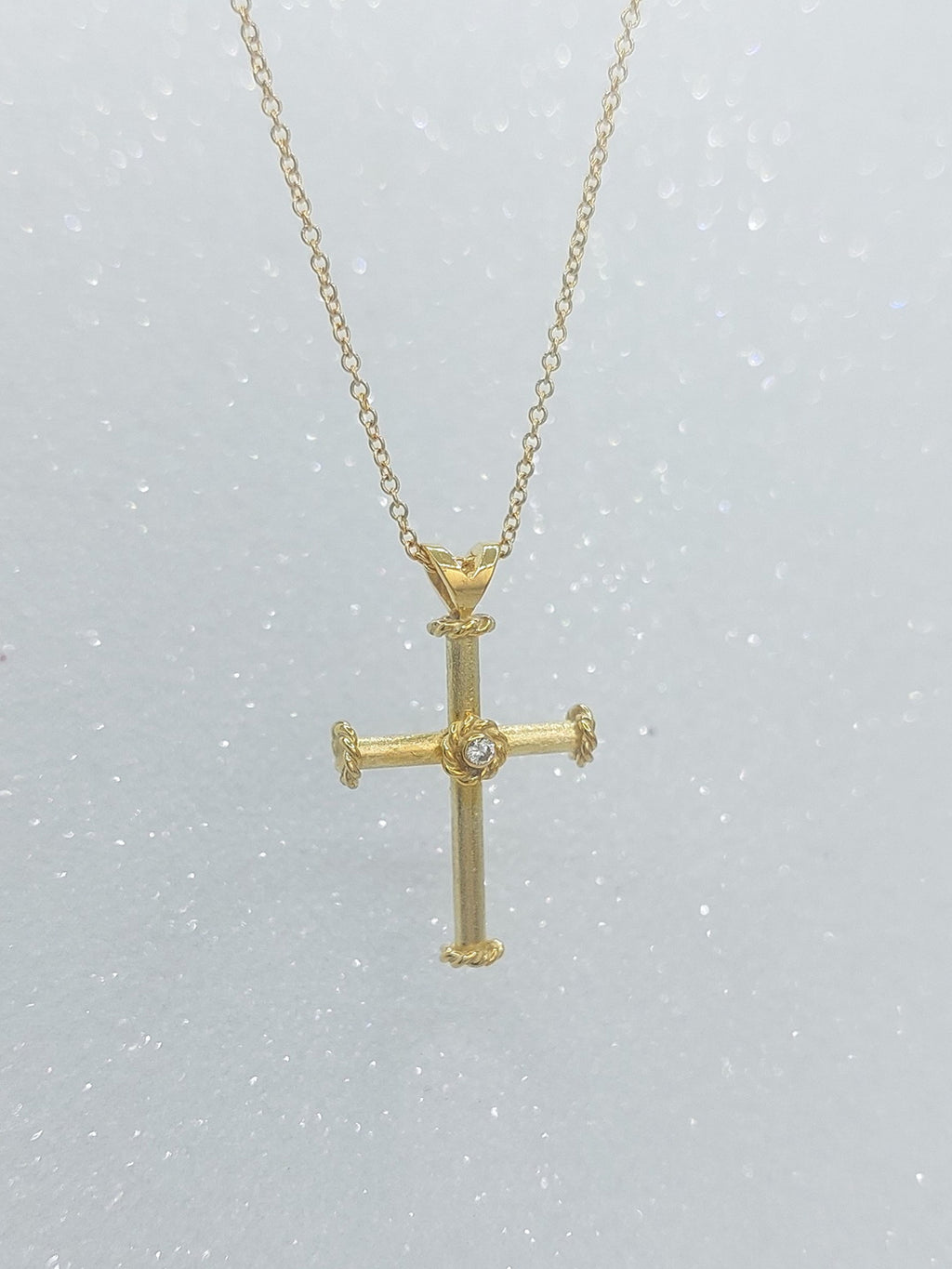 Gold Cross with Diamond