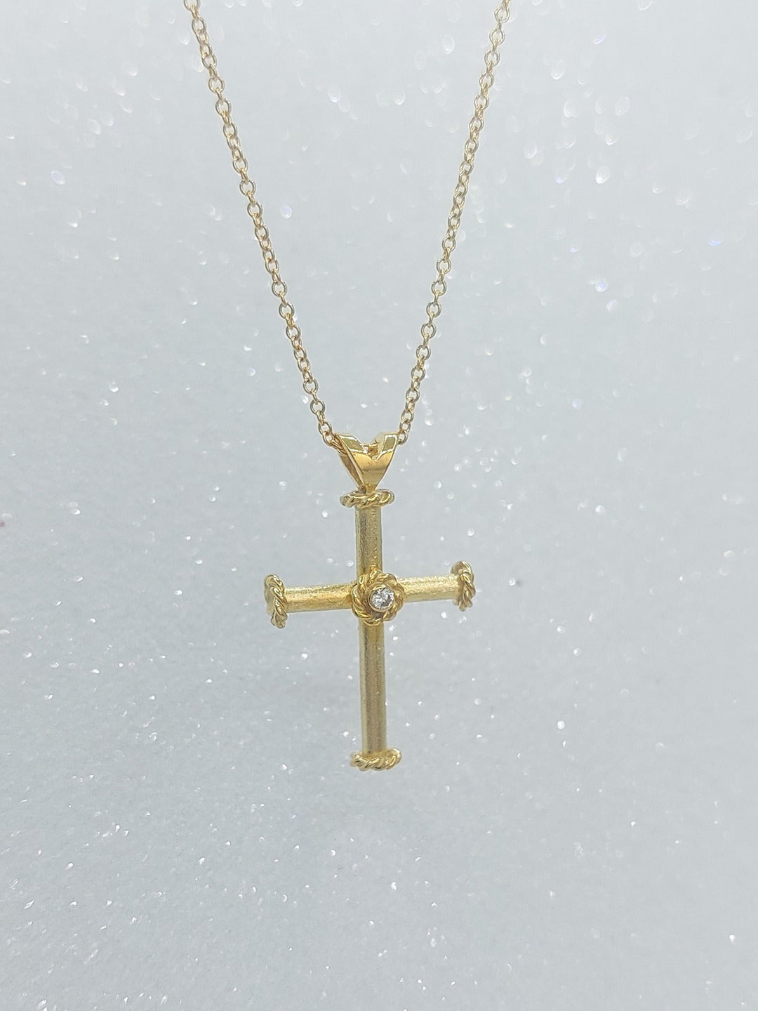 Gold Cross with Diamond