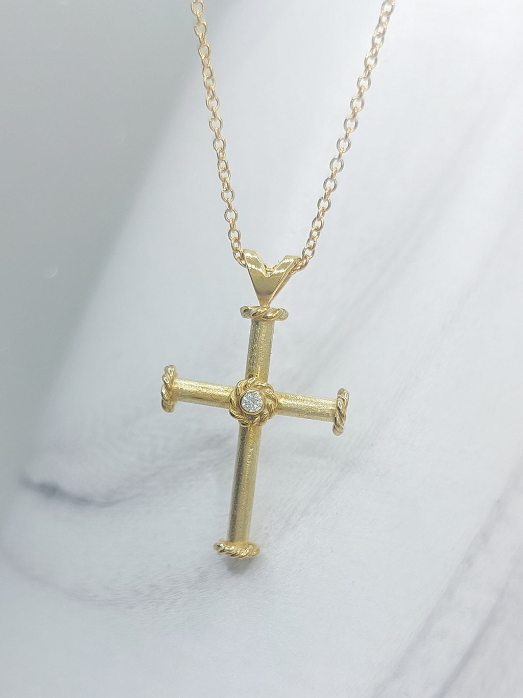 Gold Cross with Diamond