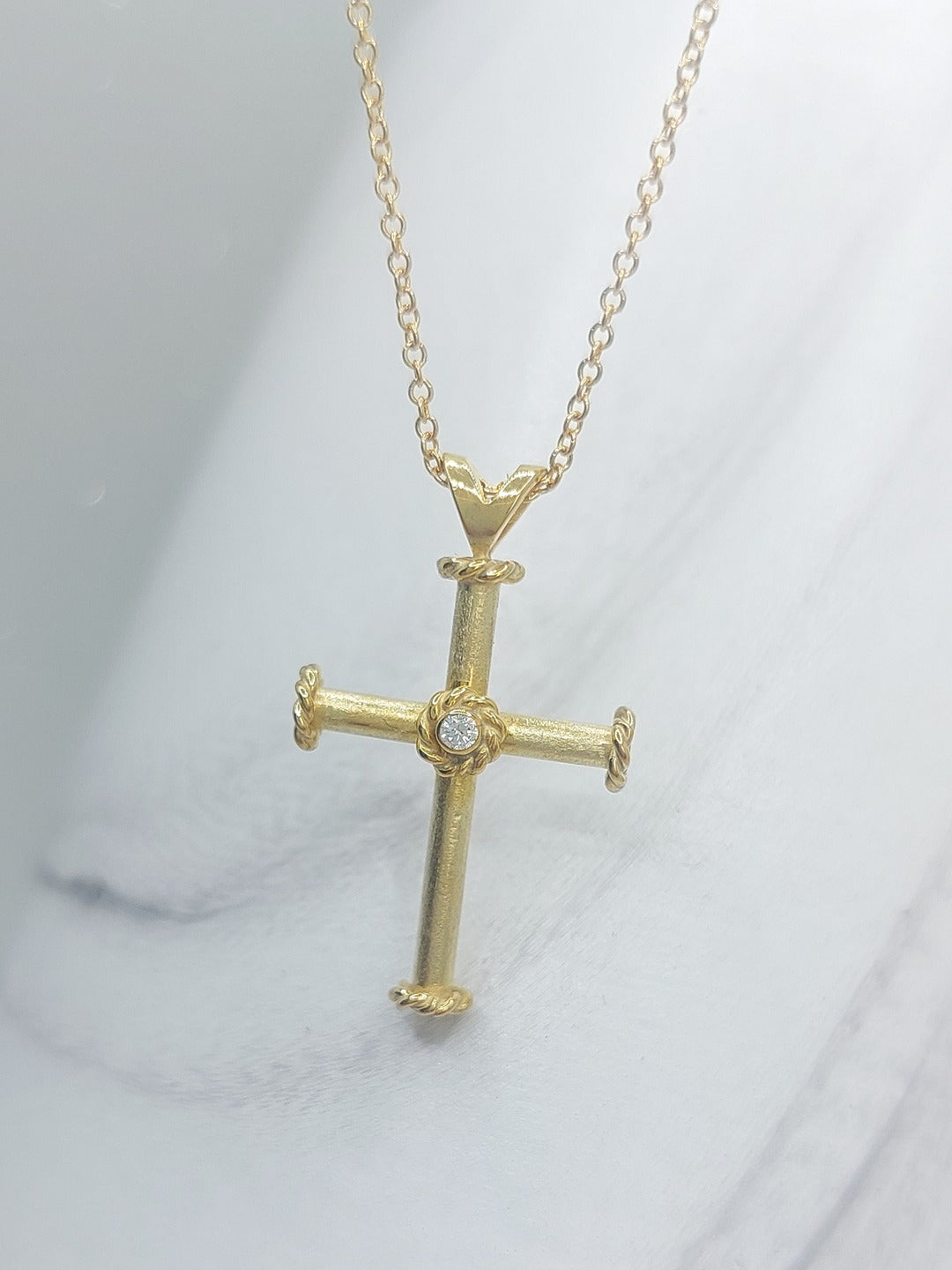 Gold Cross with Diamond