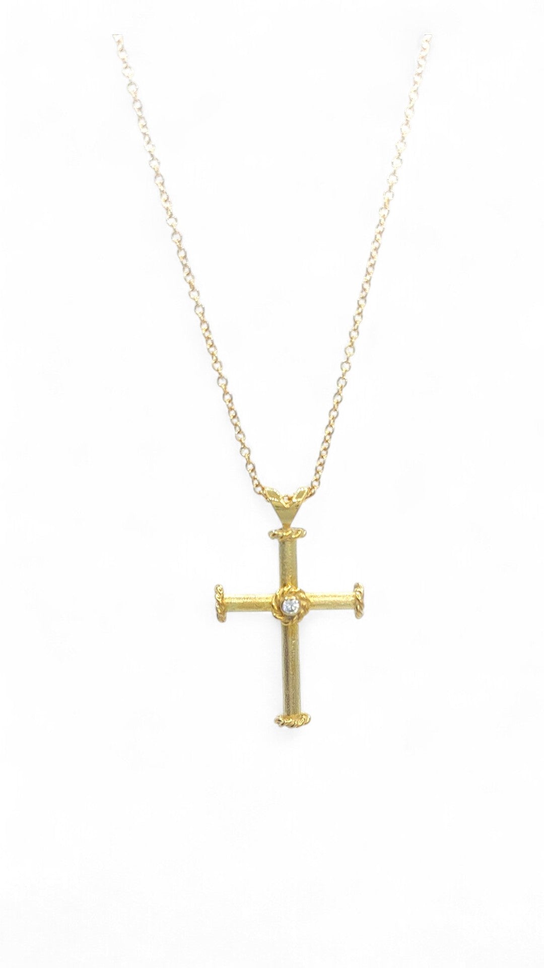 Gold Cross with Diamond