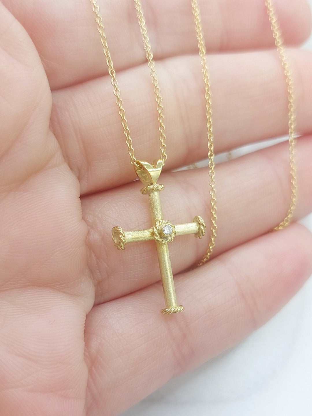 Gold Cross with Diamond