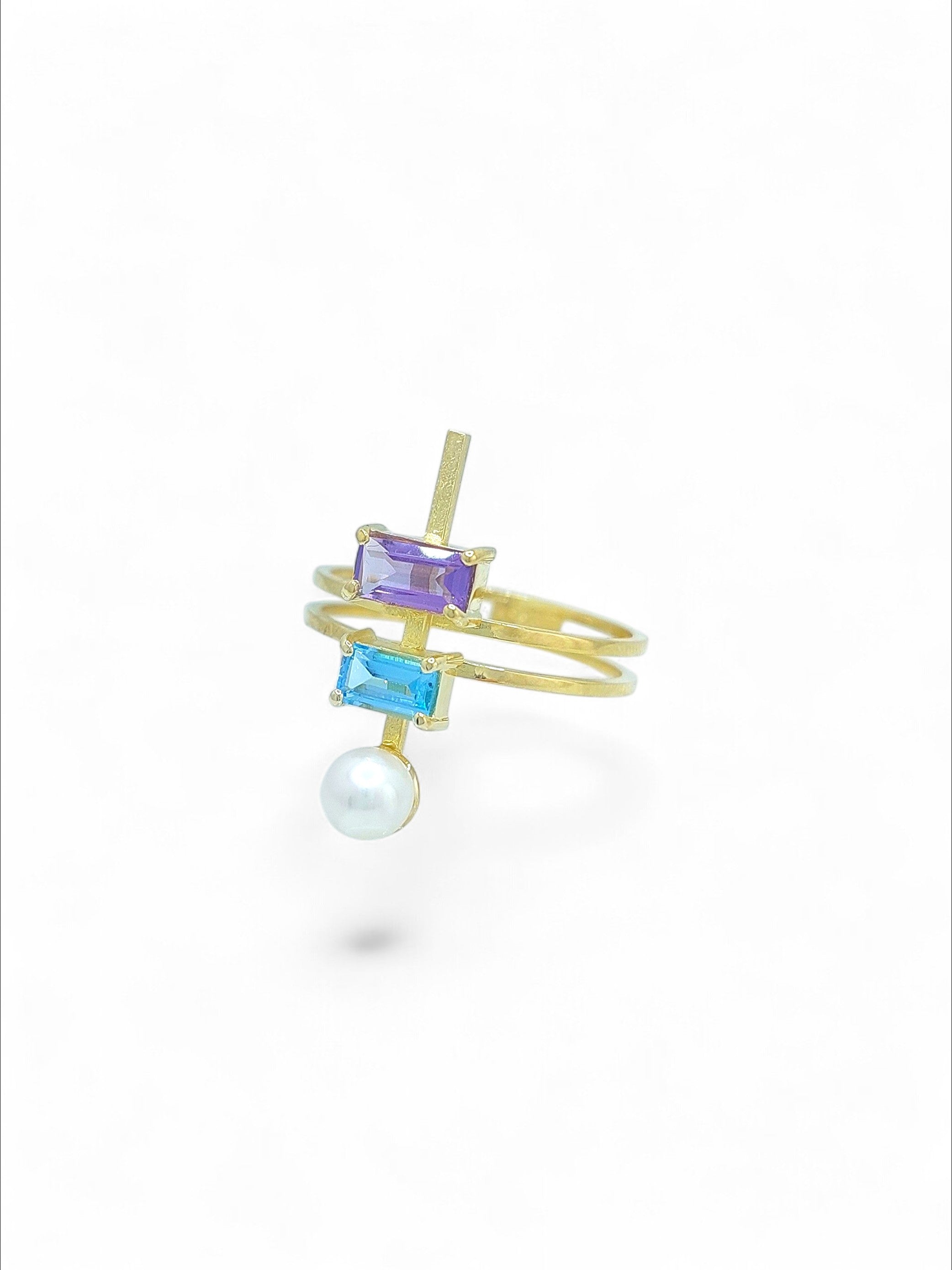 14K Gold Colorful Ring