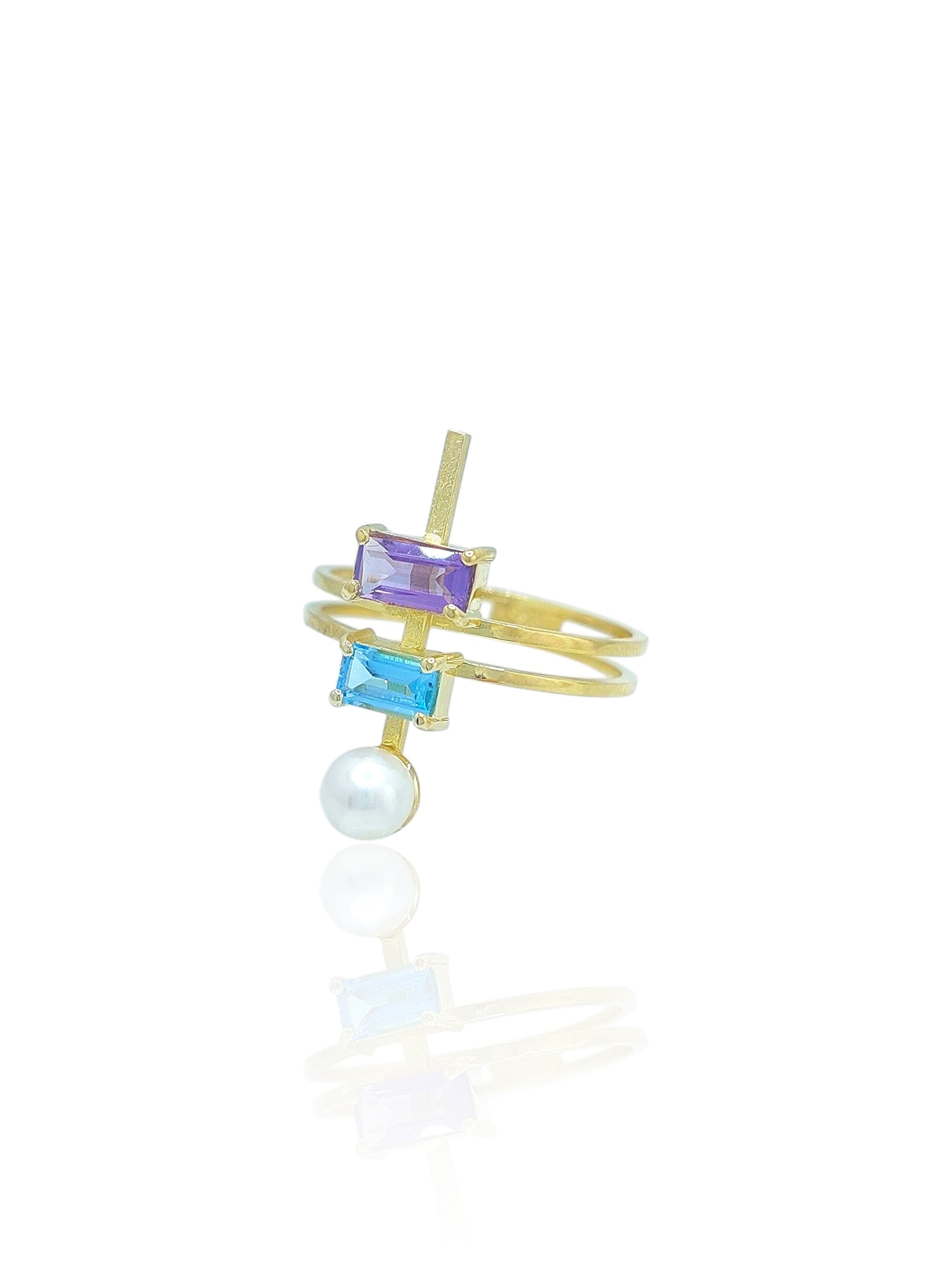 14K Gold Colorful Ring