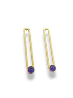 14K Gold "Linear Frame" Earrings with Amethyst