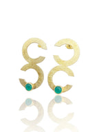 Double Geometric Earring with Green Agate