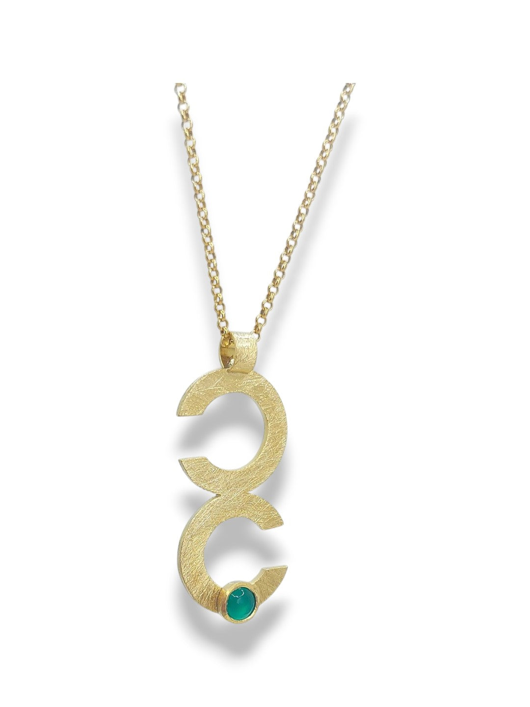 Double Curve Necklace with Green Agate