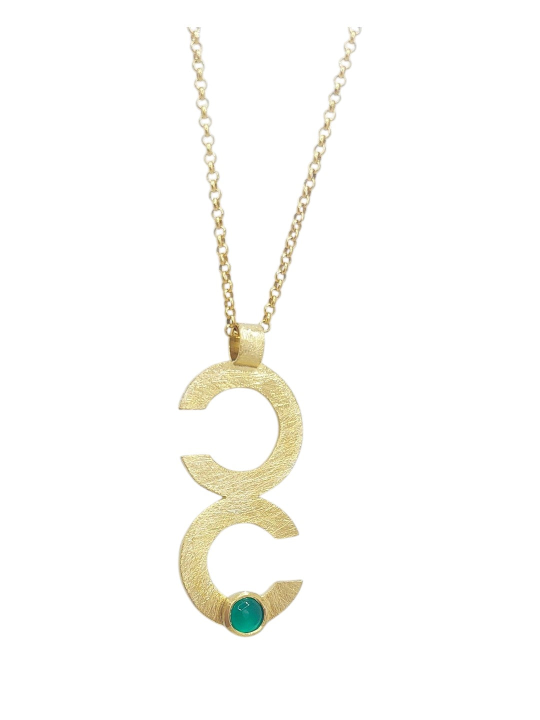 Double Curve Necklace with Green Agate