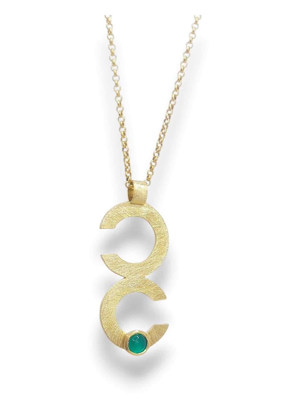Double Curve Necklace with Green Agate