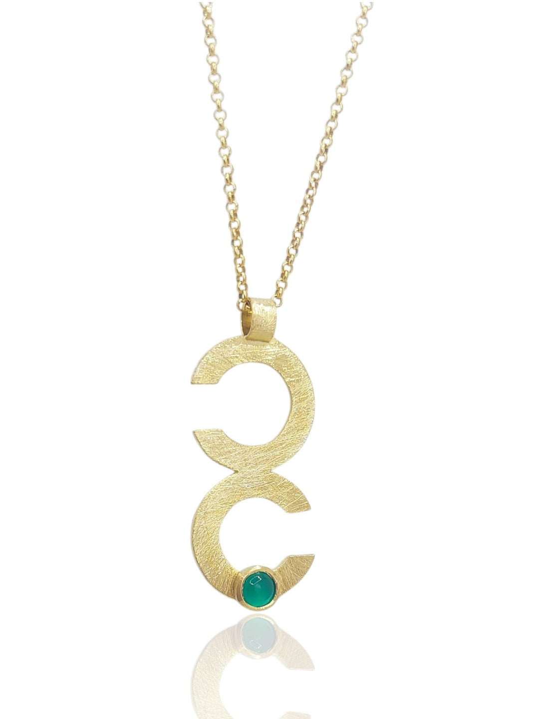 Double Curve Necklace with Green Agate