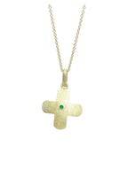 14k Gold Cross with Emerald