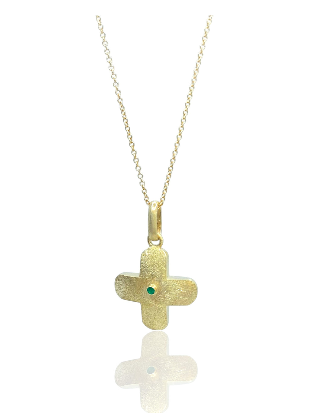 14k Gold Cross with Emerald