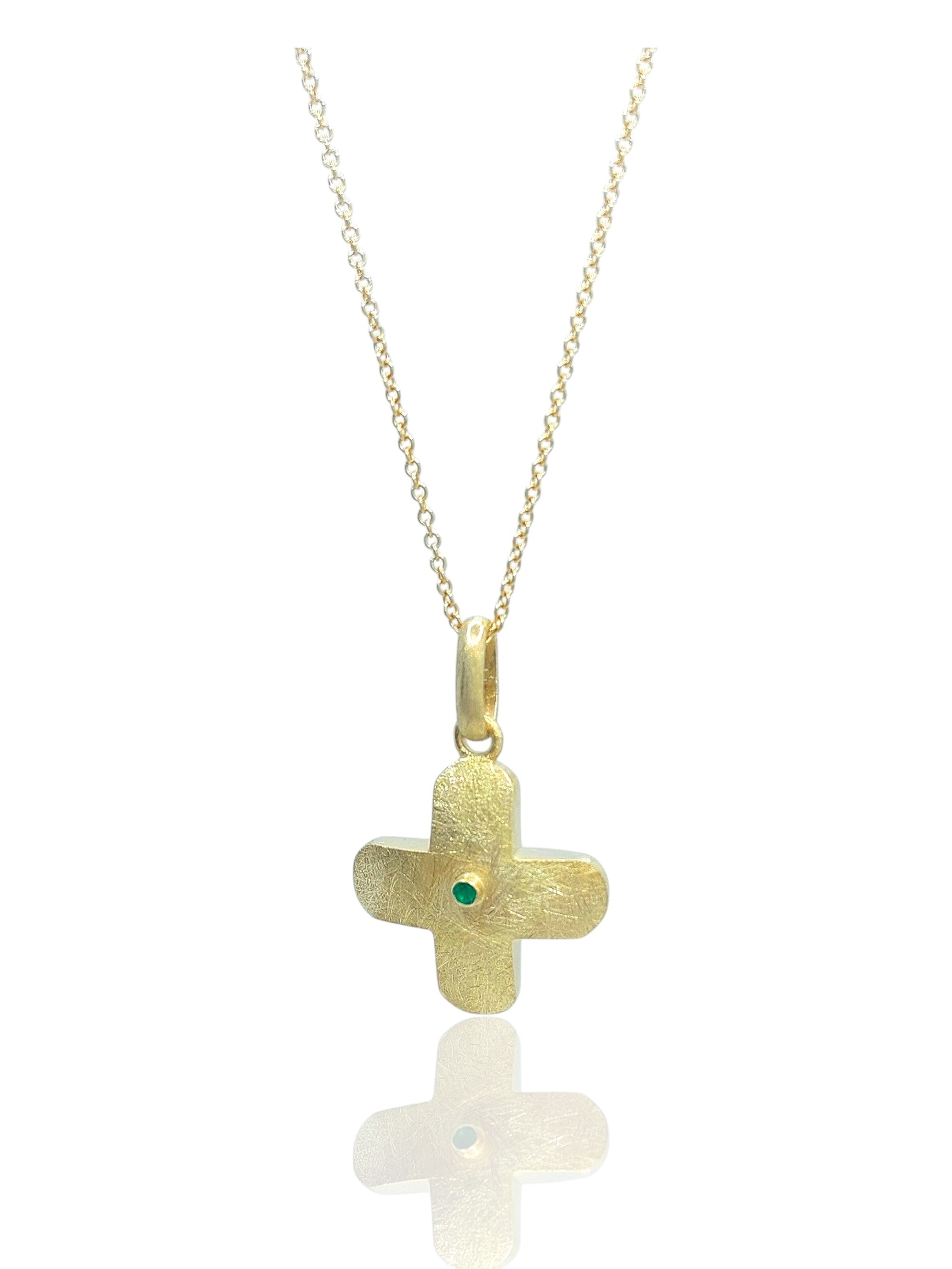 14k Gold Cross with Emerald