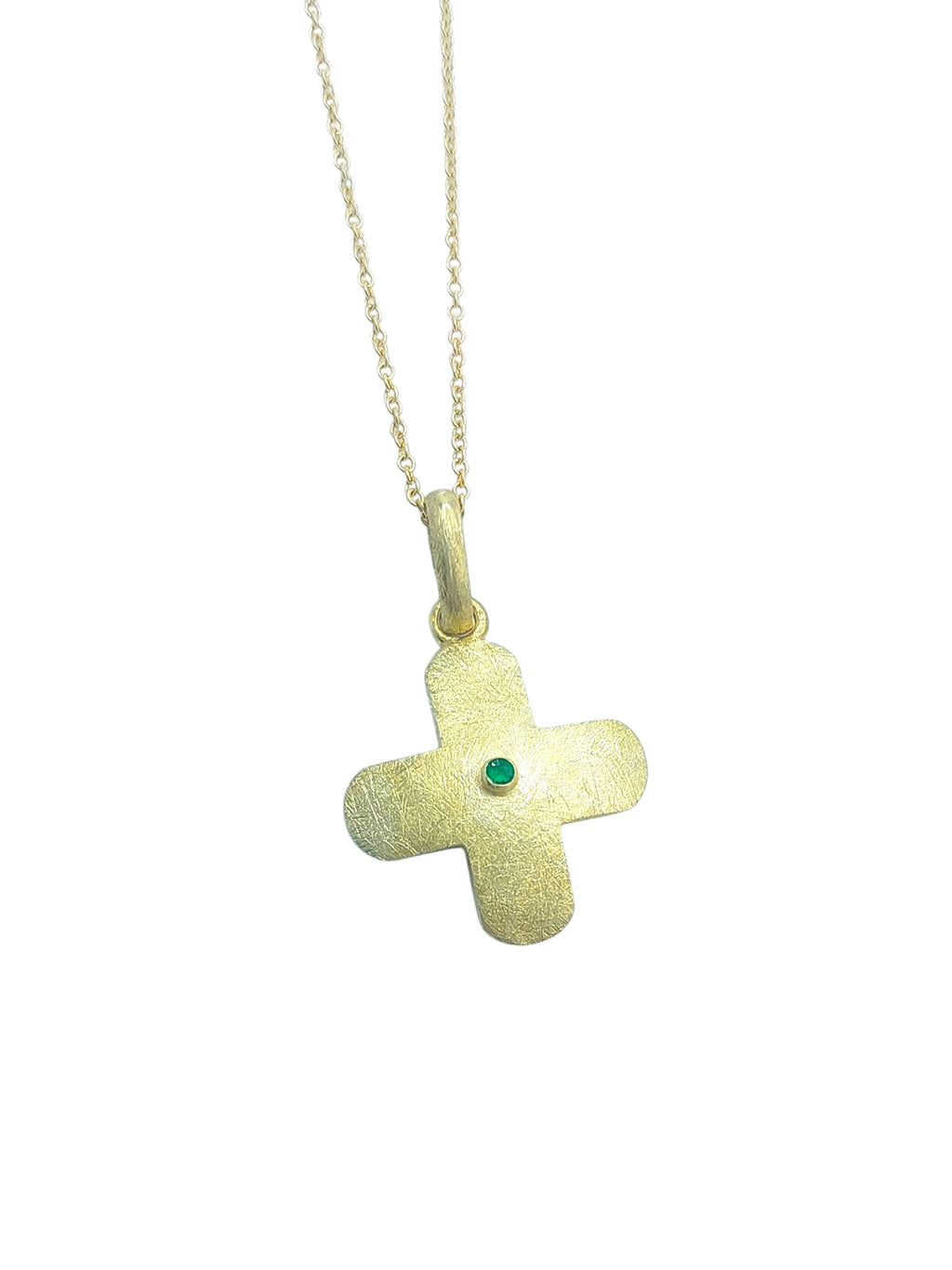 14k Gold Cross with Emerald