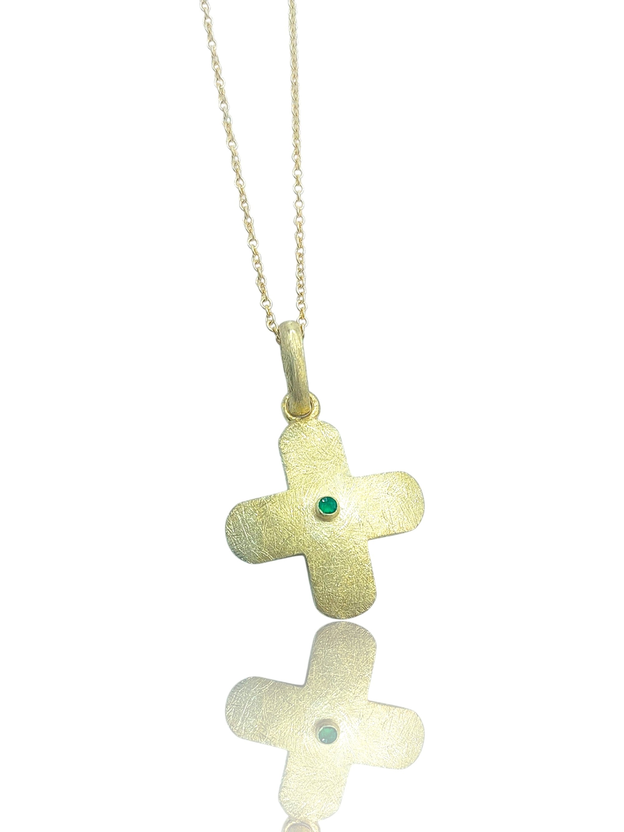 14k Gold Cross with Emerald