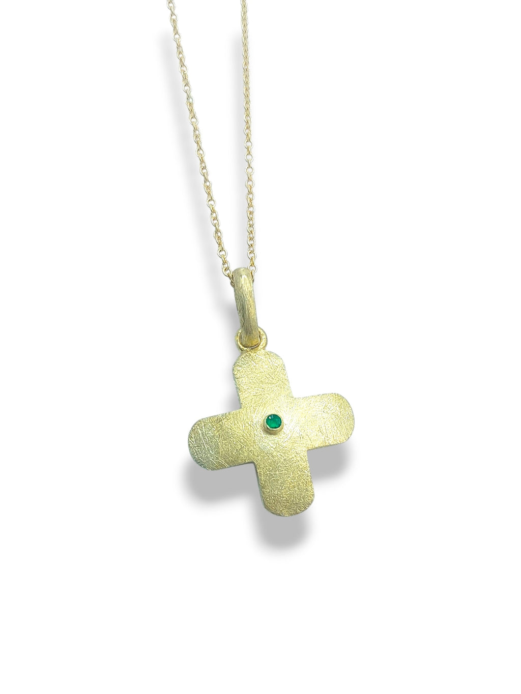 14k Gold Cross with Emerald
