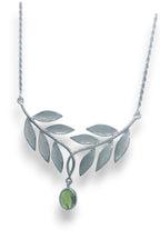Handmade Silver Olive Leaf Necklace with Peridot