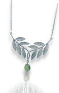 Handmade Silver Olive Leaf Necklace with Peridot